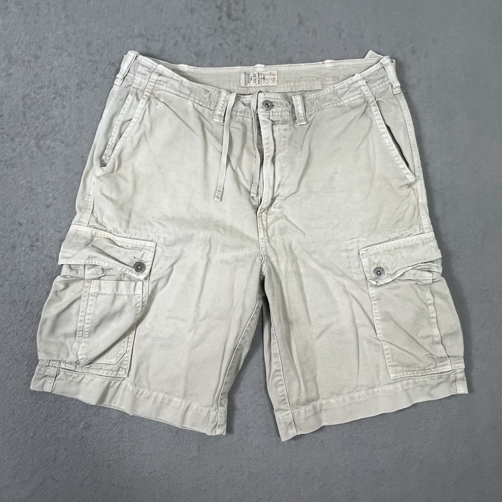 American Eagle Cargo Shorts Mens 33 Beige CGSI Military Style Distressed